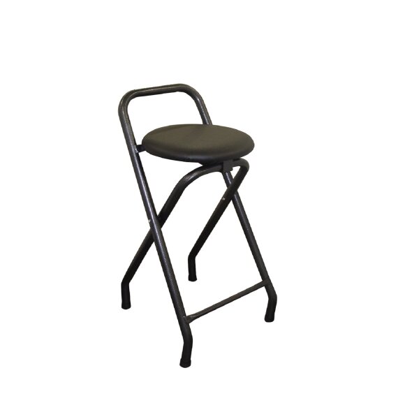 Klapp-Barhocker Hammerschlag/ Kunstleder Schwarz