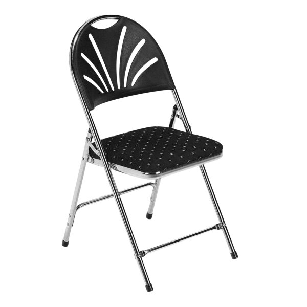 Folding chair De Luxe chrome/black patterned B1